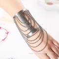 Silver Plated Metal Chain Tassel Cuff Personalized Bangles